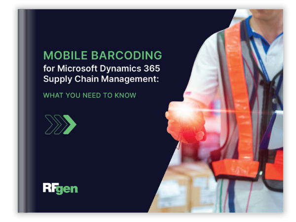 cover of RFgen Software white paper Mobile Barcoding for Microsoft Dynamics 365 Supply Chain Management: What You Need to Know