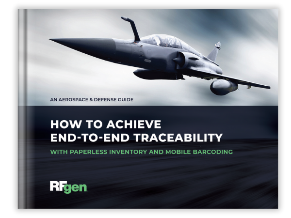 cover of RFgen Software white paper An Aerospace & Defense Guide to How to Achieve End-to-End Traceability with Mobile Barcoding and Data Collection